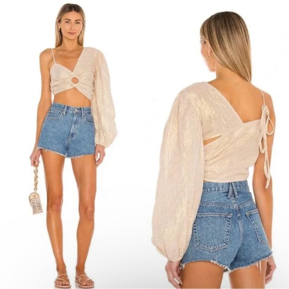 Jen's Pirate Booty Tops - Jen's Pirate Booty Twentynine Palms One Shoulder Cutout Stripe Top Size Large